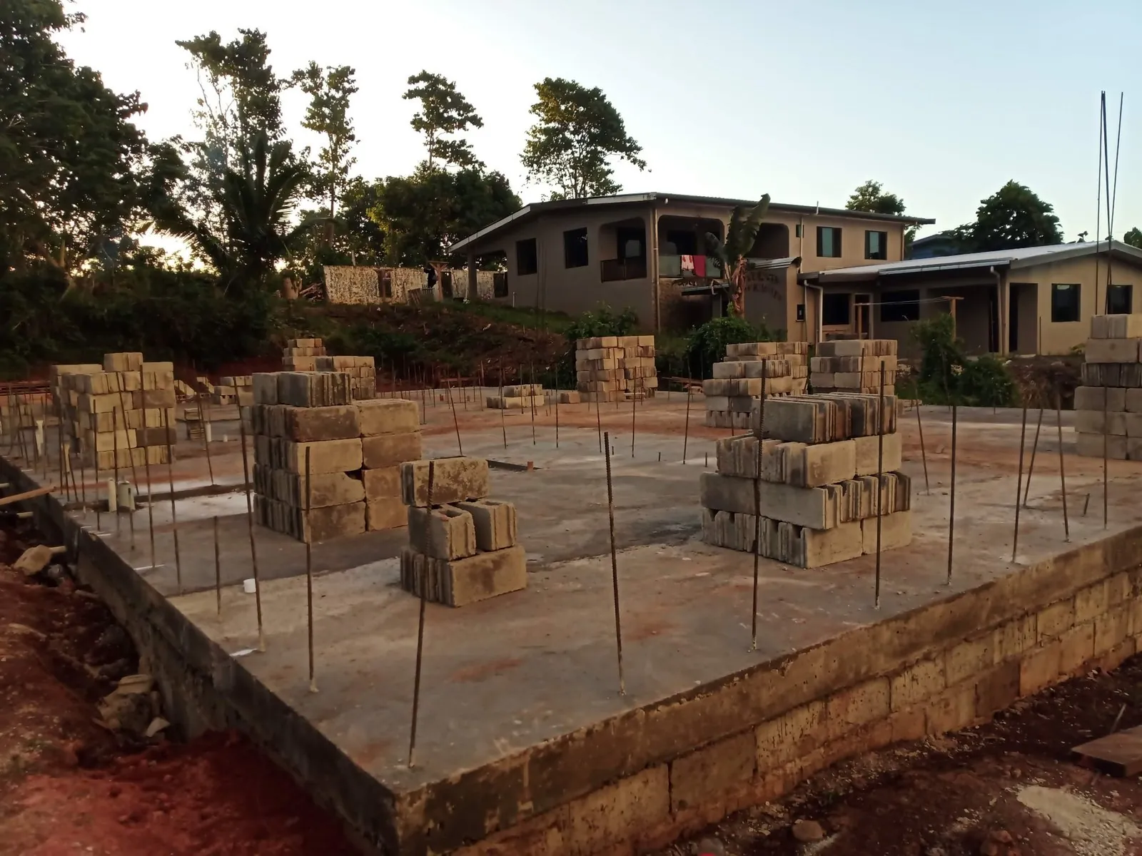 Blockwork groundworks beginning on a home site